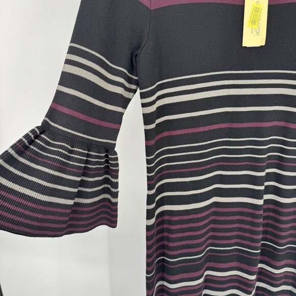 Max Studio Striped Knit sweater Dress Bell Sleeves Ruffle Size Large new $148 - Picture 9 of 14